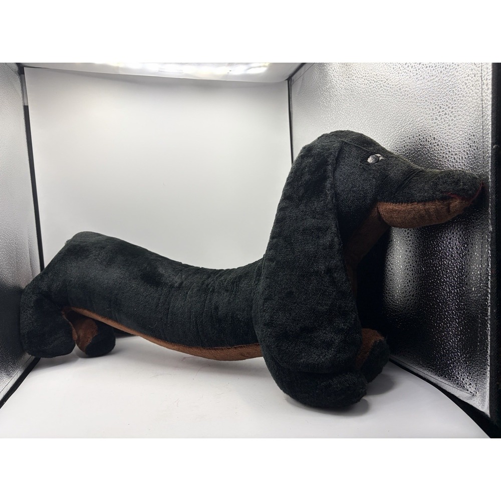 Vintage Plush Dachshund Wiener Dog Stuffed Animal Black Brown 27" Long Toy